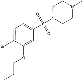 2-bromo-5-[(4-methyl-1-piperazinyl)sulfonyl]phenyl propyl ether Struktur