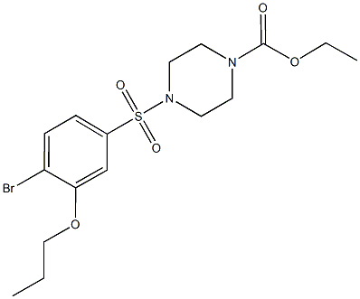 ethyl 4-[(4-bromo-3-propoxyphenyl)sulfonyl]-1-piperazinecarboxylate Struktur