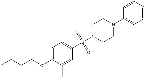 butyl 2-methyl-4-[(4-phenyl-1-piperazinyl)sulfonyl]phenyl ether Struktur