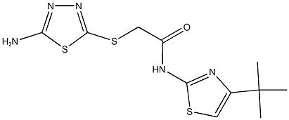 2-[(5-amino-1,3,4-thiadiazol-2-yl)sulfanyl]-N-(4-tert-butyl-1,3-thiazol-2-yl)acetamide Struktur