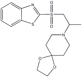 1,3-benzothiazol-2-yl 2-(1,4-dioxa-8-azaspiro[4.5]dec-8-yl)propyl sulfone Struktur