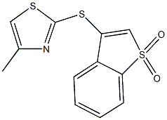 2-[(1,1-dioxido-1-benzothien-3-yl)sulfanyl]-4-methyl-1,3-thiazole Struktur