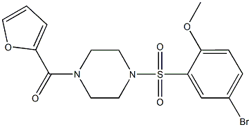 4-bromo-2-{[4-(2-furoyl)-1-piperazinyl]sulfonyl}phenyl methyl ether Struktur