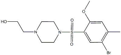 2-{4-[(5-bromo-2-methoxy-4-methylphenyl)sulfonyl]-1-piperazinyl}ethanol Struktur