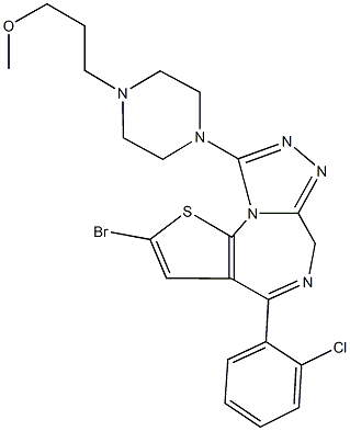 3-{4-[2-bromo-4-(2-chlorophenyl)-6H-thieno[3,2-f][1,2,4]triazolo[4,3-a][1,4]diazepin-9-yl]-1-piperazinyl}propyl methyl ether Struktur