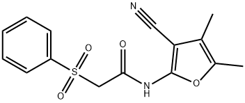 N-(3-cyano-4,5-dimethyl-2-furyl)-2-(phenylsulfonyl)acetamide Struktur