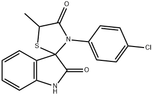 3'-(4-chlorophenyl)-5'-methyl-1,3-dihydrospiro(2H-indole-3,2'-[1,3]-thiazolidine)-2,4'-dione Struktur