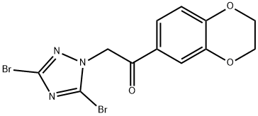 2-(3,5-dibromo-1H-1,2,4-triazol-1-yl)-1-(2,3-dihydro-1,4-benzodioxin-6-yl)ethanone Struktur