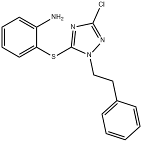 2-{[3-chloro-1-(2-phenylethyl)-1H-1,2,4-triazol-5-yl]sulfanyl}phenylamine Struktur