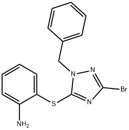 2-[(1-benzyl-3-bromo-1H-1,2,4-triazol-5-yl)sulfanyl]aniline Struktur