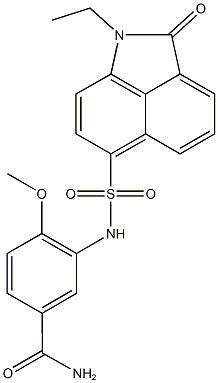 3-{[(1-ethyl-2-oxo-1,2-dihydrobenzo[cd]indol-6-yl)sulfonyl]amino}-4-methoxybenzamide Struktur