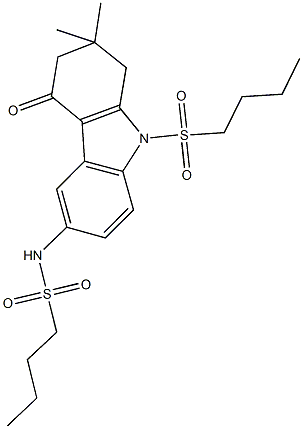 N-[9-(butylsulfonyl)-2,2-dimethyl-4-oxo-2,3,4,9-tetrahydro-1H-carbazol-6-yl]-1-butanesulfonamide Struktur