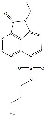 1-ethyl-N-(3-hydroxypropyl)-2-oxo-1,2-dihydrobenzo[cd]indole-6-sulfonamide Struktur