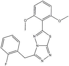 6-(2,6-dimethoxyphenyl)-3-(2-fluorobenzyl)[1,2,4]triazolo[3,4-b][1,3,4]thiadiazole Struktur