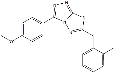 methyl 4-[6-(2-methylbenzyl)[1,2,4]triazolo[3,4-b][1,3,4]thiadiazol-3-yl]phenyl ether Struktur