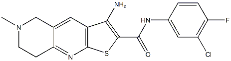 3-amino-N-(3-chloro-4-fluorophenyl)-6-methyl-5,6,7,8-tetrahydrothieno[2,3-b][1,6]naphthyridine-2-carboxamide Struktur