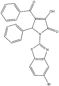 4-benzoyl-1-(5-bromo-1,3-benzothiazol-2-yl)-3-hydroxy-5-phenyl-1,5-dihydro-2H-pyrrol-2-one Struktur