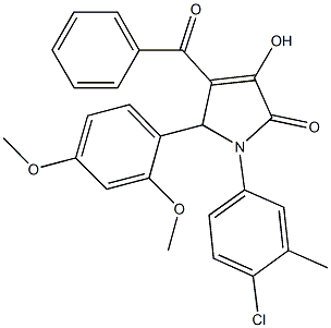 4-benzoyl-1-(4-chloro-3-methylphenyl)-5-(2,4-dimethoxyphenyl)-3-hydroxy-1,5-dihydro-2H-pyrrol-2-one Struktur