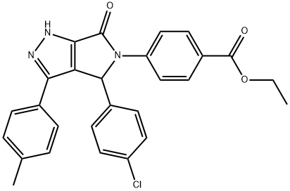 ethyl 4-(4-(4-chlorophenyl)-3-(4-methylphenyl)-6-oxo-4,6-dihydropyrrolo[3,4-c]pyrazol-5(1H)-yl)benzoate Struktur