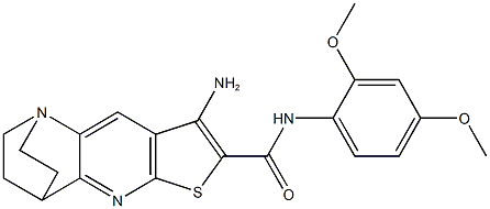 5-amino-N-(2,4-dimethoxyphenyl)-7-thia-1,9-diazatetracyclo[9.2.2.0~2,10~.0~4,8~]pentadeca-2(10),3,5,8-tetraene-6-carboxamide Struktur