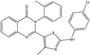 2-[2-(4-chloroanilino)-4-methyl-1,3-thiazol-5-yl]-3-(2-methylphenyl)-4(3H)-quinazolinone Struktur