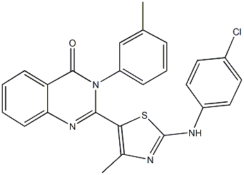 2-[2-(4-chloroanilino)-4-methyl-1,3-thiazol-5-yl]-3-(3-methylphenyl)-4(3H)-quinazolinone Struktur