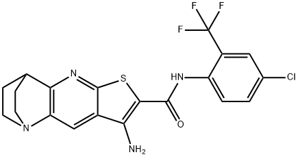 5-amino-N-[4-chloro-2-(trifluoromethyl)phenyl]-7-thia-1,9-diazatetracyclo[9.2.2.0~2,10~.0~4,8~]pentadeca-2(10),3,5,8-tetraene-6-carboxamide Struktur