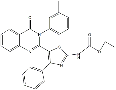 ethyl 5-[3-(3-methylphenyl)-4-oxo-3,4-dihydro-2-quinazolinyl]-4-phenyl-1,3-thiazol-2-ylcarbamate Struktur