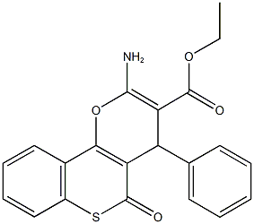 ethyl 2-amino-5-oxo-4-phenyl-4H,5H-thiochromeno[4,3-b]pyran-3-carboxylate Struktur