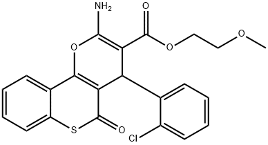 2-methoxyethyl 2-amino-4-(2-chlorophenyl)-5-oxo-4H,5H-thiochromeno[4,3-b]pyran-3-carboxylate Struktur