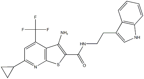 3-amino-6-cyclopropyl-N-[2-(1H-indol-3-yl)ethyl]-4-(trifluoromethyl)thieno[2,3-b]pyridine-2-carboxamide Struktur