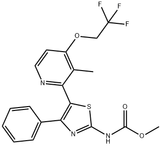 methyl 5-[3-methyl-4-(2,2,2-trifluoroethoxy)-2-pyridinyl]-4-phenyl-1,3-thiazol-2-ylcarbamate Struktur