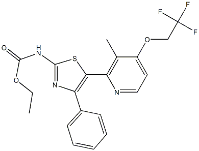 ethyl 5-[3-methyl-4-(2,2,2-trifluoroethoxy)-2-pyridinyl]-4-phenyl-1,3-thiazol-2-ylcarbamate Struktur