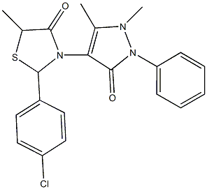 2-(4-chlorophenyl)-3-(1,5-dimethyl-3-oxo-2-phenyl-2,3-dihydro-1H-pyrazol-4-yl)-5-methyl-1,3-thiazolidin-4-one Struktur