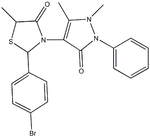 2-(4-bromophenyl)-3-(1,5-dimethyl-3-oxo-2-phenyl-2,3-dihydro-1H-pyrazol-4-yl)-5-methyl-1,3-thiazolidin-4-one Struktur