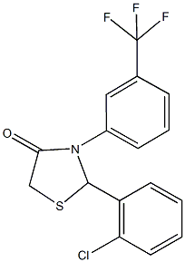 2-(2-chlorophenyl)-3-[3-(trifluoromethyl)phenyl]-1,3-thiazolidin-4-one Struktur