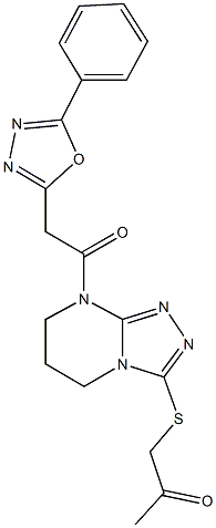 1-({8-[(5-phenyl-1,3,4-oxadiazol-2-yl)acetyl]-5,6,7,8-tetrahydro[1,2,4]triazolo[4,3-a]pyrimidin-3-yl}sulfanyl)acetone Struktur