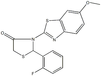 2-(2-fluorophenyl)-3-(6-methoxy-1,3-benzothiazol-2-yl)-1,3-thiazolidin-4-one Struktur