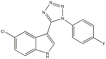 5-chloro-3-[1-(4-fluorophenyl)-1H-tetraazol-5-yl]-1H-indole Struktur