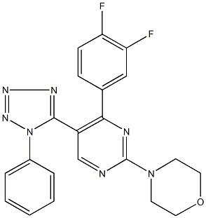 4-[4-(3,4-difluorophenyl)-5-(1-phenyl-1H-tetraazol-5-yl)-2-pyrimidinyl]morpholine Struktur