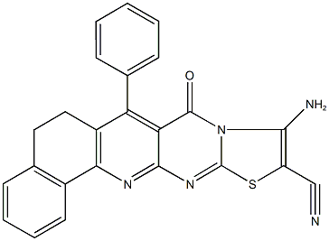 10-amino-8-oxo-7-phenyl-5,8-dihydro-6H-benzo[h][1,3]thiazolo[3',2':1,2]pyrimido[4,5-b]quinoline-11-carbonitrile Struktur