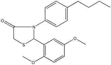 3-(4-butylphenyl)-2-(2,5-dimethoxyphenyl)-1,3-thiazolidin-4-one Struktur