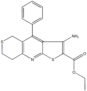 ethyl 3-amino-4-phenyl-7,8-dihydro-5H-thieno[2,3-b]thiopyrano[3,4-e]pyridine-2-carboxylate Struktur