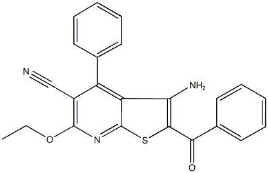 3-amino-2-benzoyl-6-ethoxy-4-phenylthieno[2,3-b]pyridine-5-carbonitrile Struktur