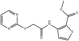 methyl 3-{[(2-pyrimidinylsulfanyl)acetyl]amino}-2-thiophenecarboxylate Struktur