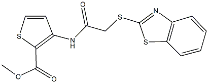 methyl 3-{[(1,3-benzothiazol-2-ylsulfanyl)acetyl]amino}-2-thiophenecarboxylate Struktur