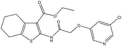 ethyl 2-({[(5-chloro-3-pyridinyl)oxy]acetyl}amino)-4,5,6,7-tetrahydro-1-benzothiophene-3-carboxylate Struktur