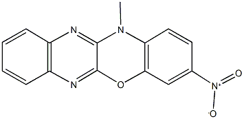 3-nitro-12-methyl-12H-quinoxalino[2,3-b][1,4]benzoxazine Struktur