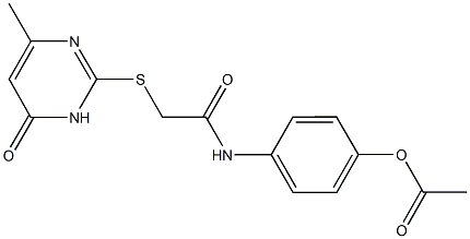 4-({2-[(4-methyl-6-oxo-1,6-dihydro-2-pyrimidinyl)sulfanyl]acetyl}amino)phenyl acetate Struktur