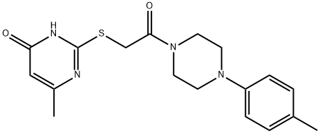 6-methyl-2-({2-[4-(4-methylphenyl)-1-piperazinyl]-2-oxoethyl}sulfanyl)-4(3H)-pyrimidinone Struktur